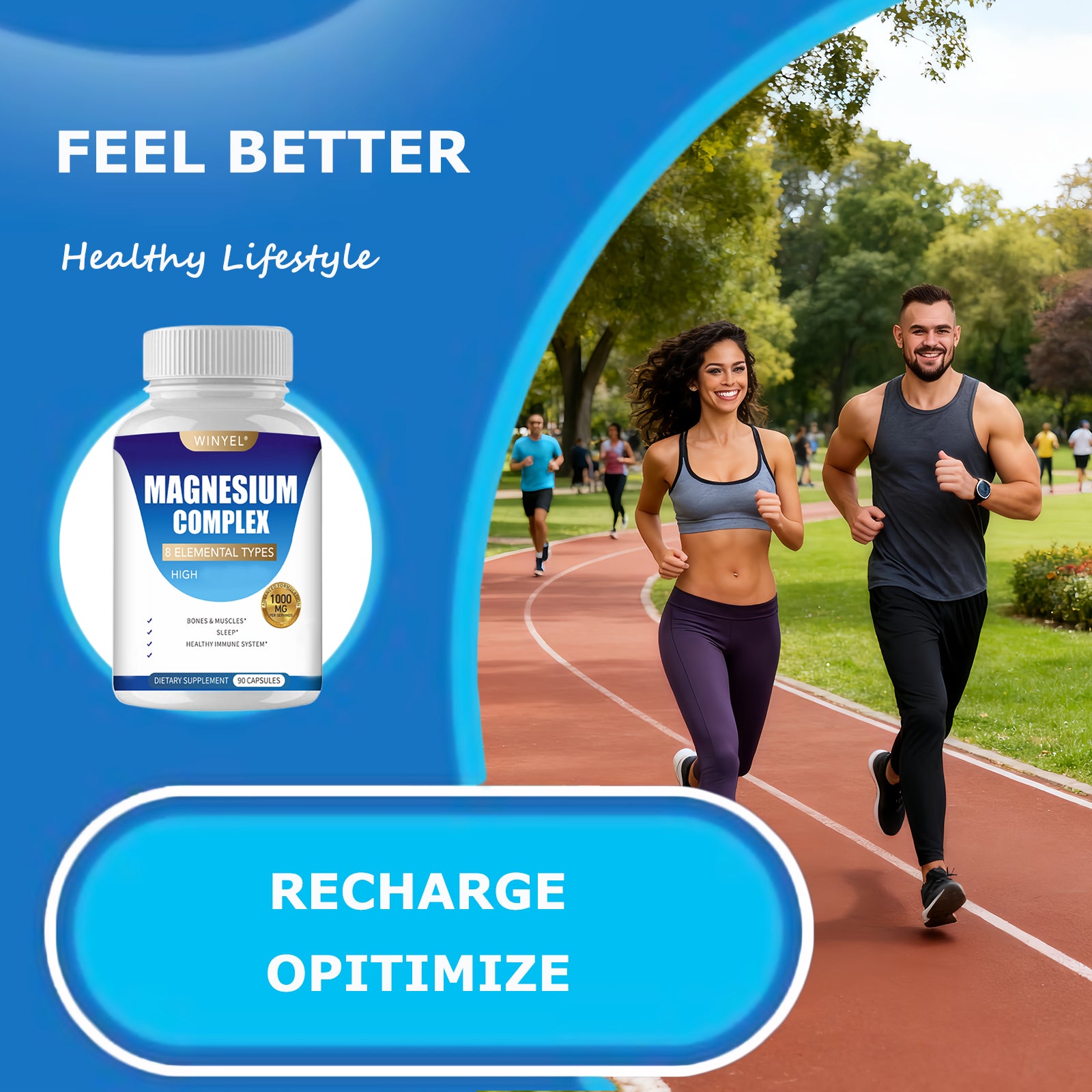 MAGNESIUM COMPLEX CAPSULES                   Wellness Capsules With Malate & Glycinate And 8 ELEMENTAL MAGNESIUM, Supports Health 90 Capsules, Dietary Supplement.