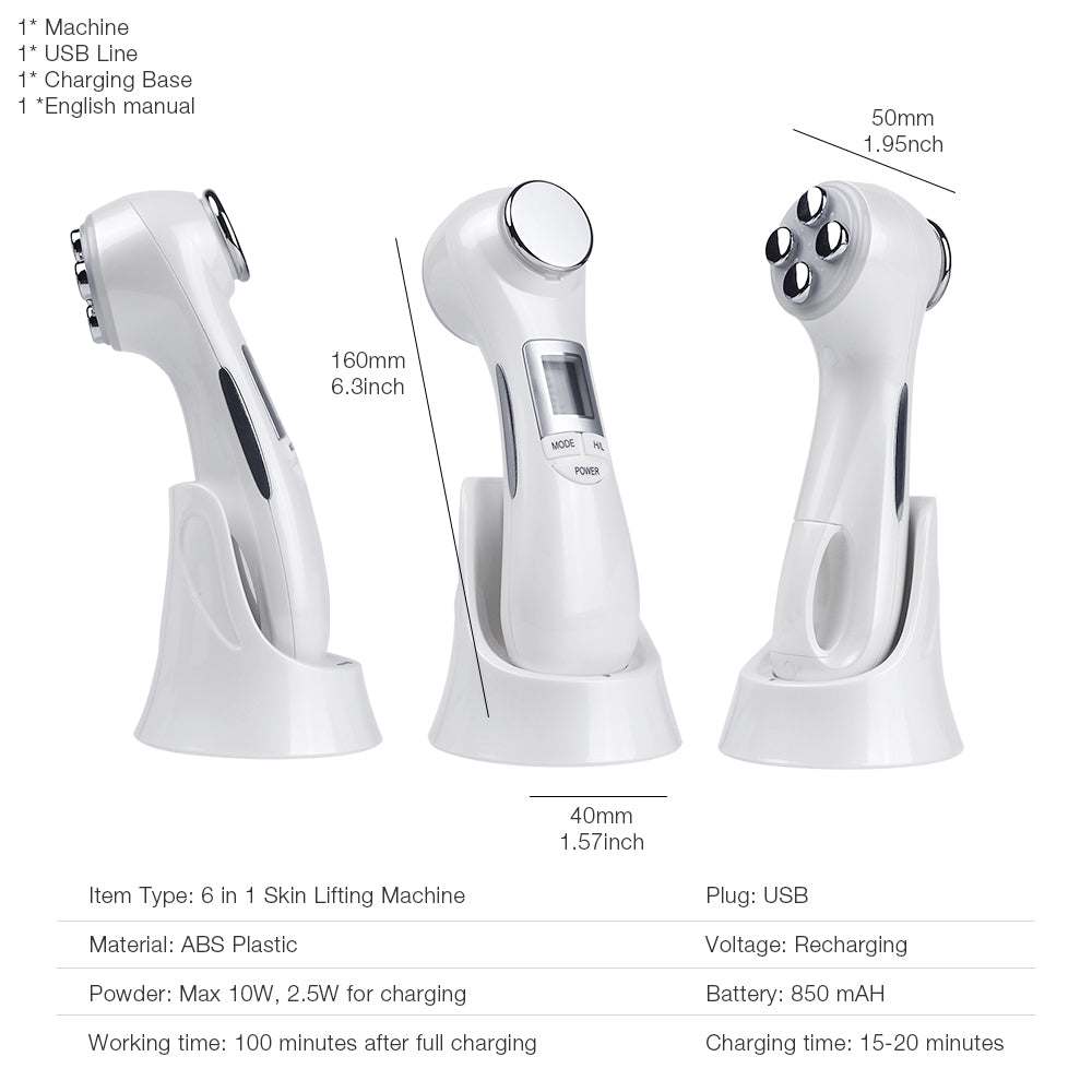 6 in 1 LED skin massage beauty instrument