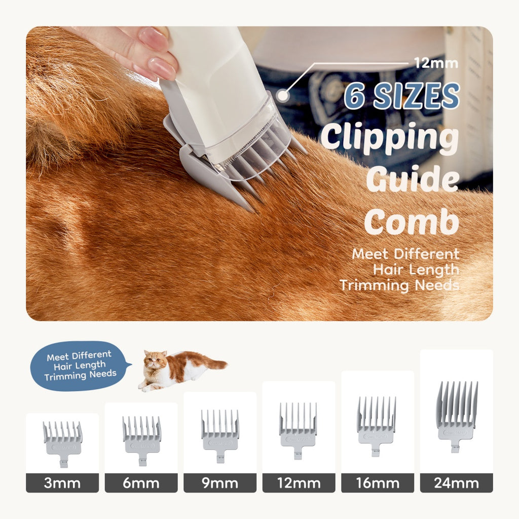 Professional Dog Grooming Clippers With 2.5L Cup, 3 Suction Modes, Cordless Clippers, 5 Groomer Tools, Low Noise Pet Hair Trimmer For