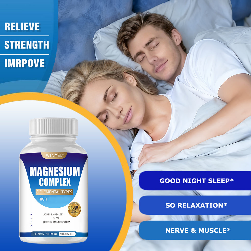 MAGNESIUM COMPLEX CAPSULES                   Wellness Capsules With Malate & Glycinate And 8 ELEMENTAL MAGNESIUM, Supports Health 90 Capsules, Dietary Supplement.